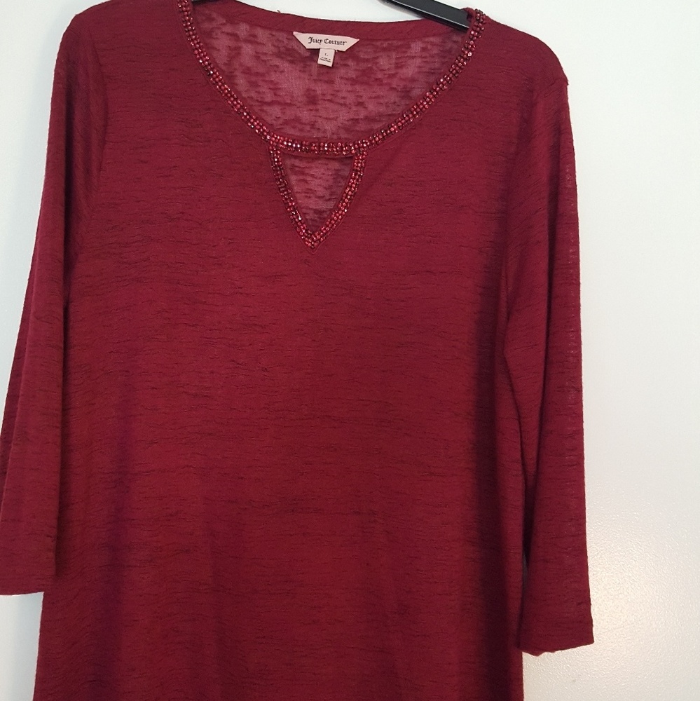 Juicy Couture Misses Top Size Large Fuchsia Color w/ BLING around the neckline